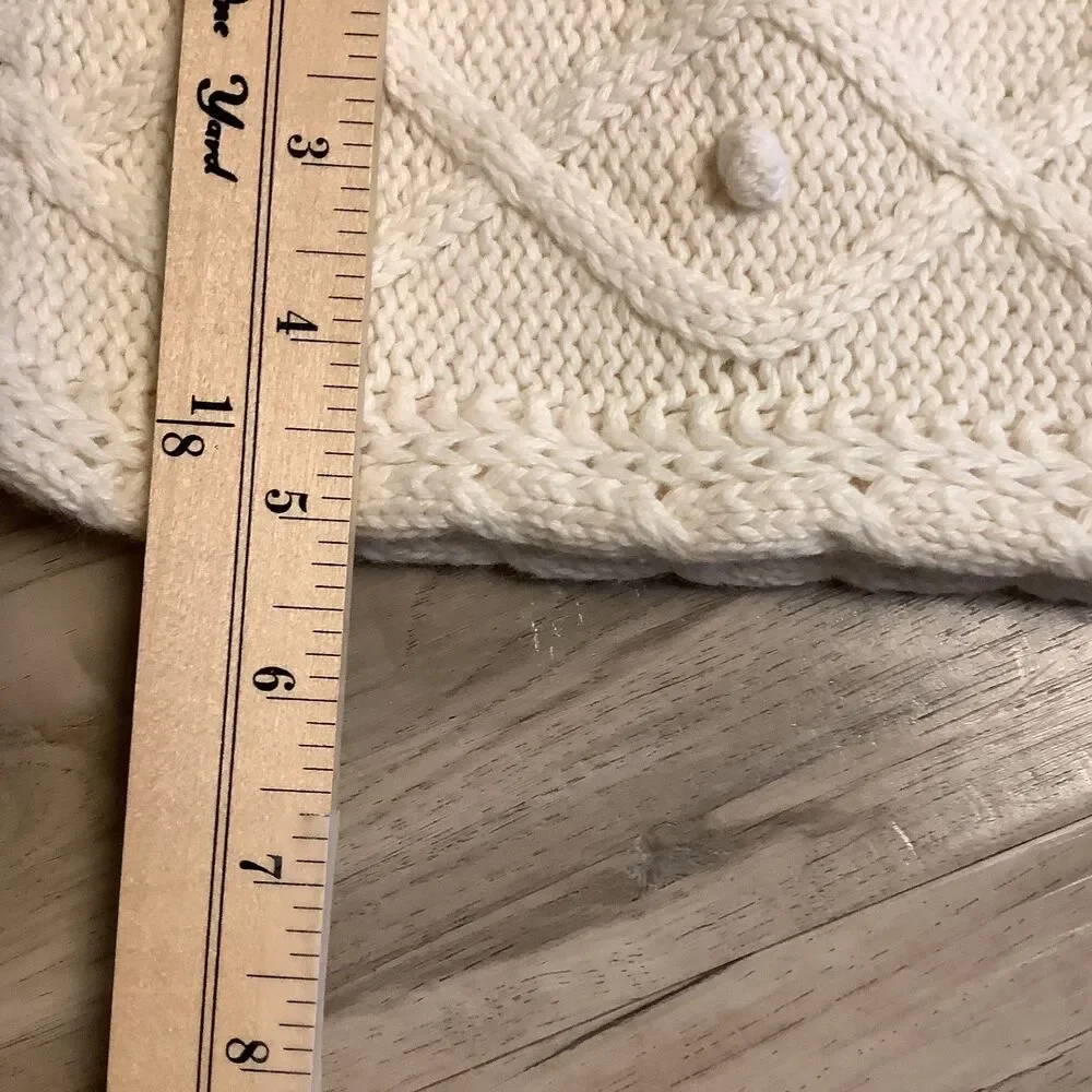 Hollister Arm Leg Warmers Womens One Size Cream Cable Knit Red Bird Logo